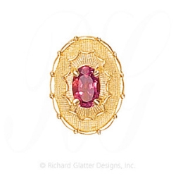 GS438 PT - 14 Karat Gold Pink Tourmaline Slide 